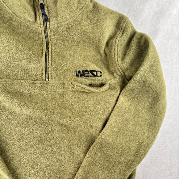 WeSC Pullover Mens L Green 1/4 Zip Mitch Solid Fleece Mock Neck L413470M Fall - Picture 4 of 8